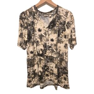 LOGO Lori Goldstein Printed Knit Elbow Sleeve Top Size Large